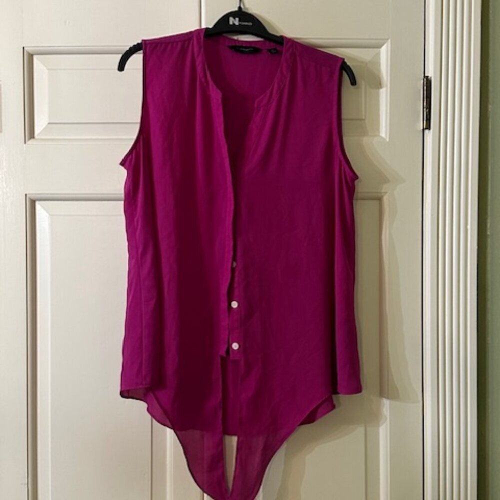 Fuchsia Sleeveless, Button Down Blouse - image 1